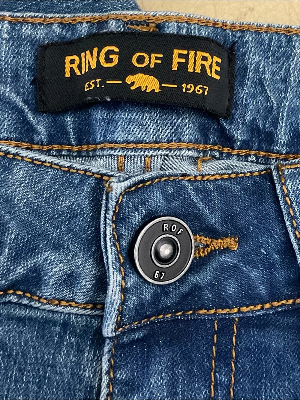 Ring of Fire Men’s Slim Fit Stretch Jeans W31 L30 Medium Wash Blue Denim